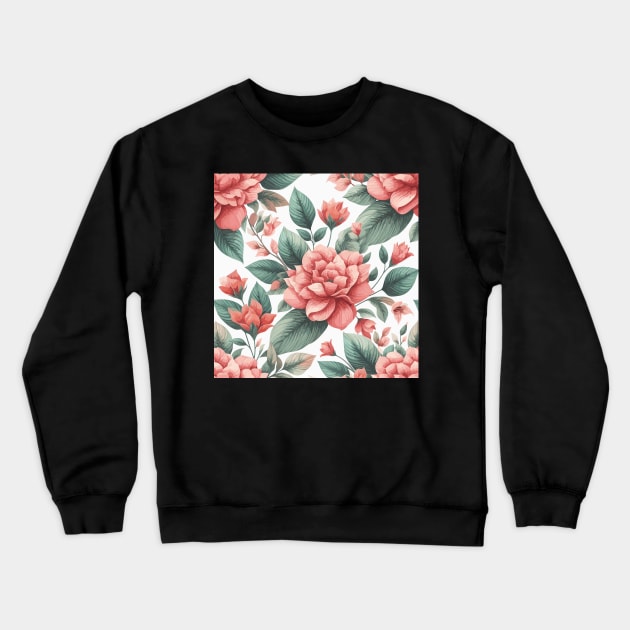 Peach Spring Flowers Crewneck Sweatshirt by Siha Arts